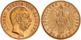 Reichsgoldmünzen

Sachsen

Albert, 1873-1902

20 Mark 1895 E. vorzüglich, kl. Randfehler. Jaeger 264.