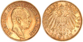 Reichsgoldmünzen

Sachsen

Friedrich August III., 1904-1918

10 Mark 1905 E. vorzüglich, kl. Kratzer. Jaeger 267.