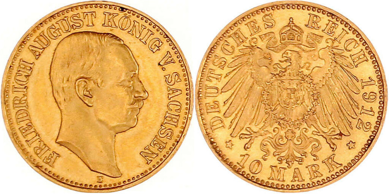 Reichsgoldmünzen

Sachsen

Friedrich August III., 1904-1918

10 Mark 1912 ...