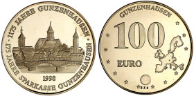 Goldmünzen der Bundesrepublik Deutschland

ECU- und Euro-Vorläufer, bis 2001

Gunzenhausen: 100 Euro 1998. 9,99 g. 333/1000. Polierte Platte. Stei...