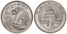 CHINA und Südostasien

China

Volksrepublik, seit 1949

10 Yuan Panda Silber (1 Unze) 1993. Panda auf Felsen. In Kapsel und in Holzschatulle. St...