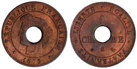 CHINA und Südostasien

Französisch Cochinchina

Sapeque (Centime) 1875 K, "Bordeaux", jedoch geprägt in Saigon, mit Mittelloch. Aufl. nur 10000 Ex...