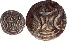 CHINA und Südostasien

Myanmar (Burma)

Königreich Funan 190-550

2 Stück: Silber 1/4 Unit und Unit o.J. sehr schön. Mitchiner 2574, 2567.