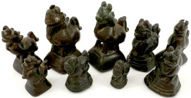 CHINA und Südostasien

Myanmar (Burma)

Opiumgewichte

9 Bronze-Tiergewicht in Gestalt eines Fabel-Löwen ("Toe"), vor 1885. Von 18,91 g bis 156,...