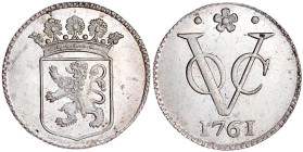 CHINA und Südostasien

Niederländisch-Ostindien

Holland, 1602-1799

Silberabschlag zum Duit 1761. Stempelglanz/Polierte Platte, Prachtexemplar,...