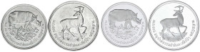 CHINA und Südostasien

Thailand

Rama IX. Bhumibol Adulyadej, 1946-2016

4 Stück: 50 Baht und 100 Baht BE 2517 = 1974. Nashorn und Hirsch. Jewei...