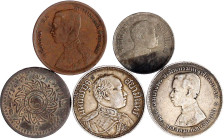 CHINA und Südostasien

Thailand

Lots

Kl. Typensammlung, 5 versch. Münzen Rama IV. bis Rama VI., 1/8 Fuang bis Baht. meist sehr schön