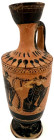Ausgrabungen

Griechen

Schwarzfiguriger Lekythos um 520 v. Chr. Darstellung dreier Tänzerinnen. Höhe 153 mm. repariert Exemplar der Sammlung Cane...