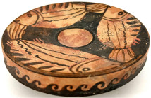 Ausgrabungen

Griechen

Kampanische Fischplatte aus Ton, ca. 350/330 v. Chr. Durchmesser 157 mm. intakt, sehr selten Exemplar der Sammlung Canehl,...