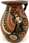 Ausgrabungen

Griechen

Oinochoe, Ton mit schwarzer und weißer Bemalung um 320/300 v. Chr. Form VIII N. Höhe 11 cm. intakt. Exemplar der Sammlung ...