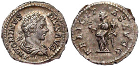 Römische Münzen

Kaiserzeit

Caracalla, 196-217

Denar 201/206. Belorb., drap. Büste r./FELICITAS AVGG. Felicitas steht l. 3,61 g. sehr schön/vo...