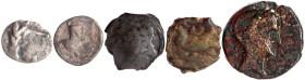 Lots antiker Münzen

Kelten

5 Münzen: Gallier Potin der Senones und der Leuci, Iberer AE von Castulo, 2 Silber Hemidrachmen der Ostkelten. schön...