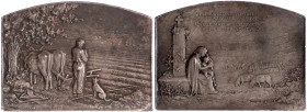 Ausländische Münzen und Medaillen

Frankreich

Dritte Republik, 1870-1940

Silberplakette o.J.(um 1900) v. Dupre. Bauer steht neben Baum mit Hun...