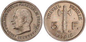 Ausländische Münzen und Medaillen

Frankreich

Etat Francais, 1940-1944

5 Francs 1941. Marschall Petain. Kupfer/Nickel. vorzüglich, zaponiert. ...