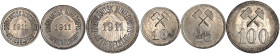 Ausländische Münzen und Medaillen

Grönland

Grönl. Minengesellschaft: 3 Münzen zu 10, 25, 100 Öre 1911. Schrift/Wert unter gekr. Hammern. Zink ve...
