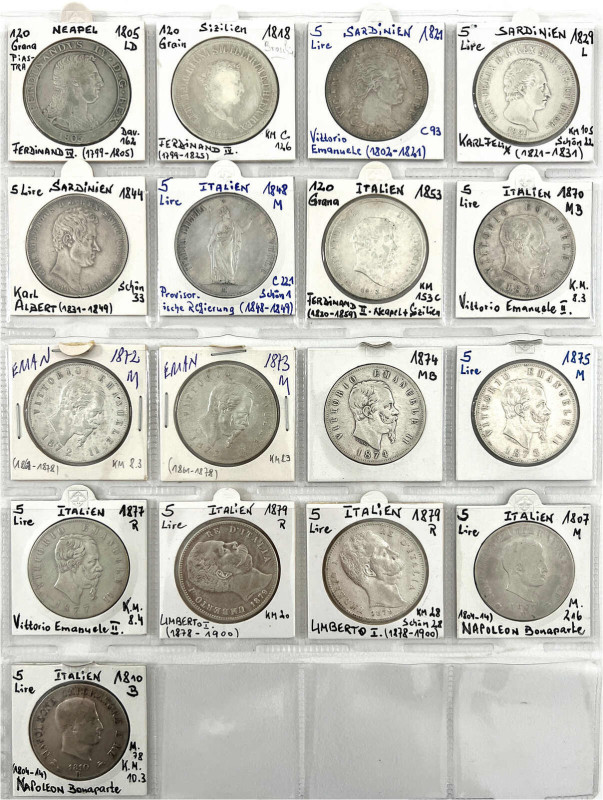 Ausländische Münzen und Medaillen

Italien

Lots

17 Silbermünzen des 19. ...