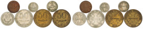 Ausländische Münzen und Medaillen

Kolumbien

Republik Kolumbien, seit 1863

7 Münzen: 1, 2, 2 X 10, 3 X 50 Centavos aus 1901 bis 1928, Bogota. ...