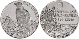 Ausländische Münzen und Medaillen

Kroatien

Republik, seit 1991

150 Kuna 1997 Orao Štekavac. Aufl. nur 1000 Ex. Polierte Platte. Krause/Mishle...