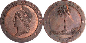 Ausländische Münzen und Medaillen

Liberia

Republik, seit 1847

Cent 1862. fast Stempelglanz. Krause/Mishler 3.
