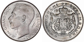 Ausländische Münzen und Medaillen

Luxemburg

Jean, seit 1964

Probe zu 100 Francs 1964 in Silber mit Inschrift ESSAI. Auflage nur 200 Ex. vorzü...