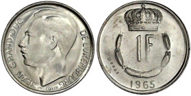 Ausländische Münzen und Medaillen

Luxemburg

Jean, seit 1964

Probe zu 1 Franc 1965 in Cu/Ni mit Inschrift ESSAI. Auflage nur 200 Ex. Stempelgl...