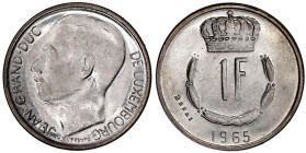 Ausländische Münzen und Medaillen

Luxemburg

Jean, seit 1964

Probe zu 1 Franc 1965 in Silber mit Inschrift ESSAI. Auflage nur 200 Ex. Stempelg...