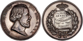 Ausländische Münzen und Medaillen

Niederlande

Willem III., 1849-1890

Silbermedaille, graviert 1854, von van der Kellen. Widmung für W.J. Wolt...