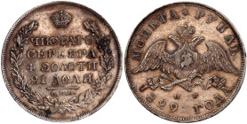 Ausländische Münzen und Medaillen

Russland

Nikolaus I., 1825-1855

Rubel 1829, St. Petersburg. sehr schön. Bitkin 107.