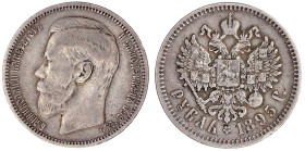 Ausländische Münzen und Medaillen

Russland

Nikolaus II., 1894-1917

Rubel 1895 Ar. sehr schön, Randfehler, selten. Parchimowicz 23 a. Bitkin 3...