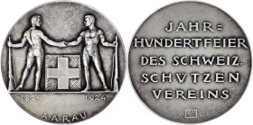 Ausländische Münzen und Medaillen

Schweiz-Aargau, Kanton

Silbermedaille 1924 von Hans Frei. Schützenfest in Aarau, mit Silberpunze 1000 (RFA bes...