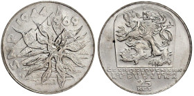 Ausländische Münzen und Medaillen

Tschechoslowakei

Republik

25 Kronen 1969 Stachelrose. prägefrisch. Krause/Mishler 67.