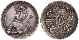 Römisch Deutsches Reich

Haus Habsburg

Maximilian I., 1486-1519

2 1/2 Guldiner 1517, Hall. Stempel von Ulrich Ursentaler. Geharn. Brustbild mi...