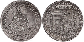 Römisch Deutsches Reich

Haus Habsburg

Erzherzog Ferdinand II., 1564-1595

Reichstaler o.J. Hall. Var. Harnisch mit 3 Reihen kl. Blümchen, Zept...