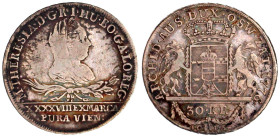 Römisch Deutsches Reich

Haus Habsburg

Maria Theresia, 1740-1780

30 Kreuzer 1776 ICFA für Galizien und Lodomeria. fast sehr schön. Herinek 779...