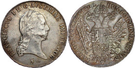Römisch Deutsches Reich

Haus Habsburg

Franz II.(I.), 1792-1835

Konventionstaler 1822 A, Wien. sehr schön, kl. Schrötlingsfehler und kl. Henke...