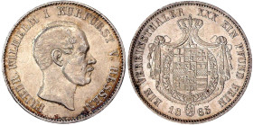 Altdeutsche Münzen und Medaillen

Hessen-Kassel

Friedrich Wilhelm I., 1847-1866

Vereinstaler 1865. Mit C.P. am Halsabschnitt. sehr schön/vorzü...