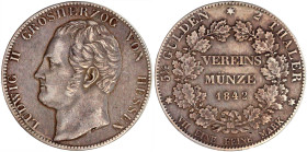 Altdeutsche Münzen und Medaillen

Hessen-Darmstadt

Ludwig II., 1830-1848

Doppeltaler 1842. gutes sehr schön, überarb. Henkelspur. Jaeger 40. T...