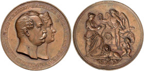 Altdeutsche Münzen und Medaillen

Hessen-Darmstadt

Ludwig III., 1848-1877

Bronzemedaille v. Chr. Schnitzspahn o.J.(1858) auf die Silberhochzei...