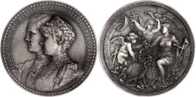 Römisch Deutsches Reich

Haus Habsburg

Franz Joseph I., 1848-1916

Versilberte Bronzemedaille 1890 von Scharff. Hochzeit des Erzherzogs Franz S...