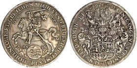 Altdeutsche Münzen und Medaillen

Hohenlohe-Neuenstein-Öhringen

Johann Friedrich I. 1641-1702

Reichstaler 1696, Augsburg. 27,67 g sehr schön, ...