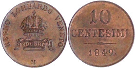 Römisch Deutsches Reich

Lombardei und Venetien

Impero Austriaco

10 Centesimi 1849 M. fast Stempelglanz, selten. Frühwald 1872.