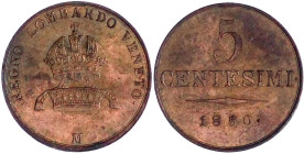 Römisch Deutsches Reich

Lombardei und Venetien

Impero Austriaco

5 Centesimi 1850 M. vorzüglich/Stempelglanz. Frühwald 1876.