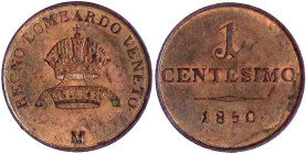 Römisch Deutsches Reich

Lombardei und Venetien

Impero Austriaco

1 Centesimo 1850 M. fast Stempelglanz. Frühwald 1885.