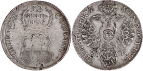 Altdeutsche Münzen und Medaillen

Lübeck-Stadt

32 Schilling 1731 JJJ. Stadtwappen. sehr schön, kl. Schrötlingsfehler. Behrens 293. Jaeger 13.