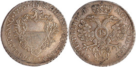 Altdeutsche Münzen und Medaillen

Lübeck-Stadt

Couranttaler zu 48 Schilling 1752 JJJ. Wappenzier teilt JJ-J nach dem 2. J. 27,30 g. sehr schön, G...