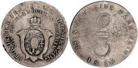 Altdeutsche Münzen und Medaillen

Mecklenburg-Schwerin

Friedrich Franz I., 1785-1837

2/3 Taler 1817. sehr schön, kl. Kratzer und Randfehler, s...