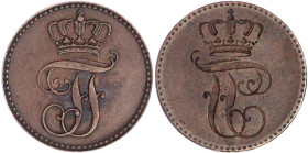 Altdeutsche Münzen und Medaillen

Mecklenburg-Schwerin

Friedrich Franz II., 1842-1883

Fehlprägung der 3 Pfennige Münze 1843-1848. Monogramm, w...