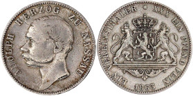 Altdeutsche Münzen und Medaillen

Nassau

Adolph, 1839-1866

Vereinstaler 1863. sehr schön, kl. Randfehler. Jaeger 62. Thun 236. AKS 64.