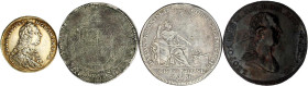LOTS

Deutsche Münzen bis 1871

4 Silbermünzen: Emden 28 Stüber o.J., Nürnberg Taler 1761, Regensburg Taler 1791 Stadtansicht, Augsburg 1/4 Taler ...