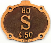 Militaria

Sonstige militär. Gegenstände

Maschinenschild, Eisen, bronziert, "80 S 4.50 POLTE". 18 X 15,5 cm. Die Polte-Werke in Magdeburg zählten...